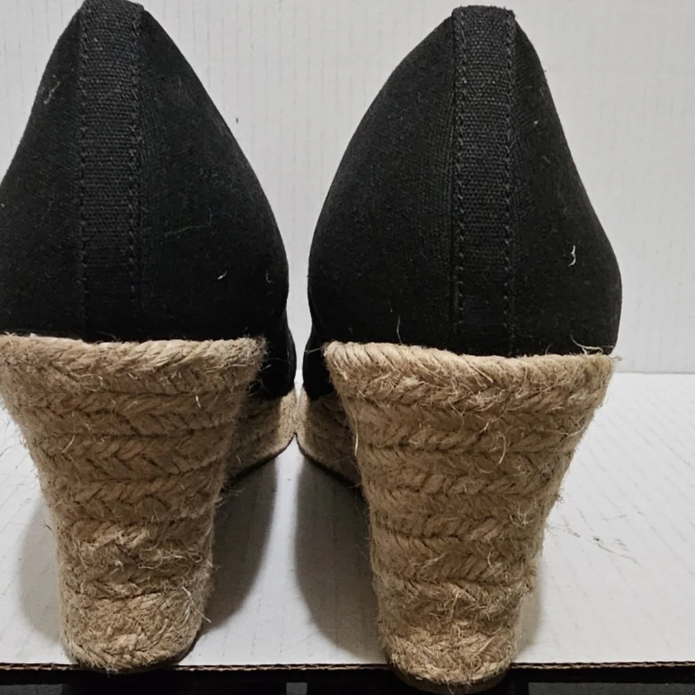 J.Crew Seville Black Espadrille Wedges Shoes Sz 8 1 / 2 Fall Preppy Minimalist